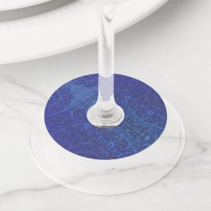 aanvaarding Blauwe Indigo Violet Boho medailles Wijnglaslabel