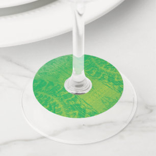 aanvaarding Geel Groen Blauw Boho Medallions Wijnglaslabel