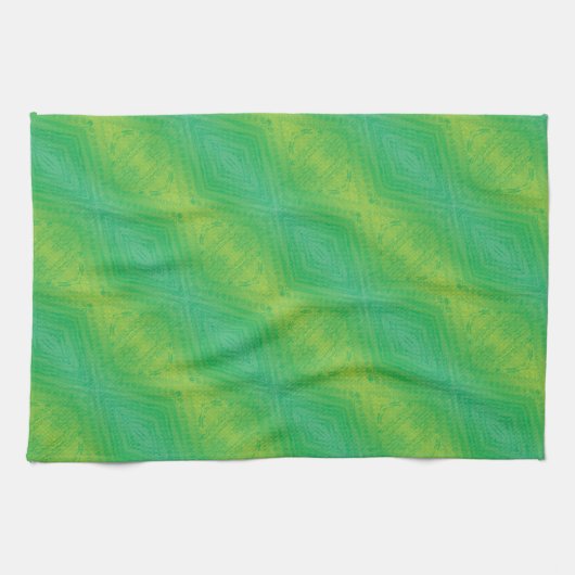 aanvaarding | Geel Groen Blauw Shibori patroon Theedoek (Horizontaal)