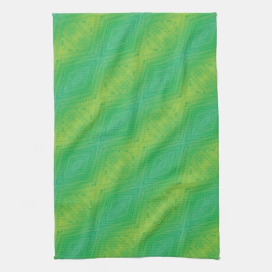 aanvaarding | Geel Groen Blauw Shibori patroon Theedoek (Verticaal)