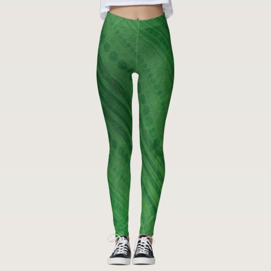 aanvaarding | groen eclectisch boho-patroon leggings (Voorkant)