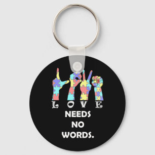 Aanvaarding Quote ASL Liefde heeft geen woorden no Sleutelhanger
