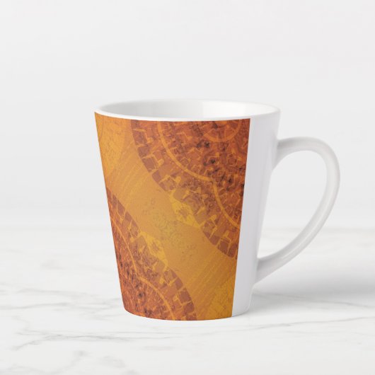 aanvaarding | Rode Sinaasappel Gele Boho Medallion Latte Mok (Rechts)