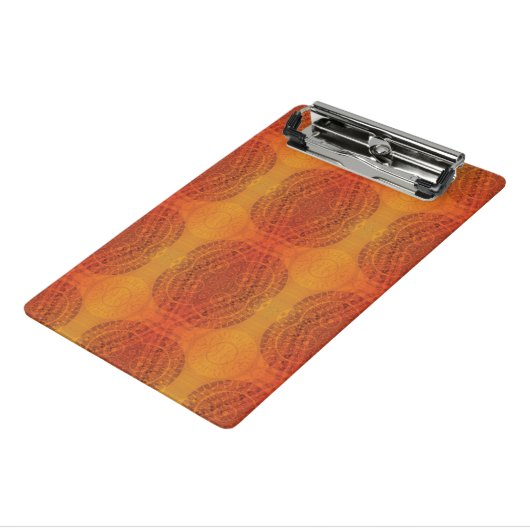 aanvaarding | Rode Sinaasappel Gele Boho Medallion Mini Klembord (Angled3)