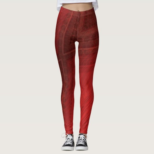 aanvaarding | rood eclectisch boho-patroon leggings (Voorkant)