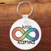 Aanvaarding voor autisme neurodiversity Rainbow Sleutelhanger (Achterkant)
