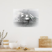 Aanval door reuzenoctopus poster (Keuken)