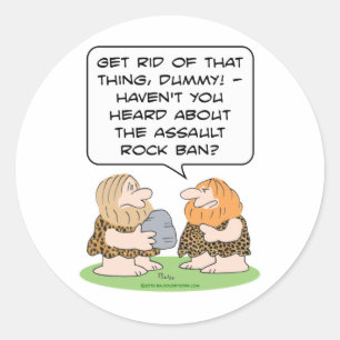 Aanval Rock Ban Geweer Caveman Cavemen pistool Con Ronde Sticker