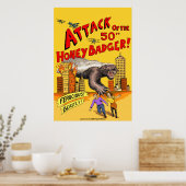 Aanval van de honingbadger van 50 m! Poster (Keuken)