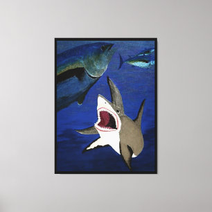 Aanval van witte tonijn canvas afdruk