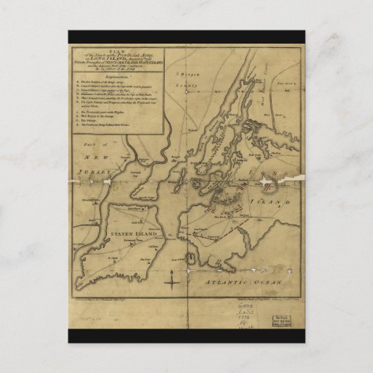 Aanvalsplan op Long Island 27 augustus 1776 Briefkaart (Voorkant)