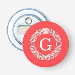 Aanvankelijke Monogram van het Lijst Wht Griekse Button Flesopener