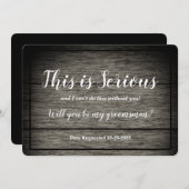 Aanvraag Bruidsjonker Dit is Ernstig Rustiek Hout Kaart (Voorkant / Achterkant)