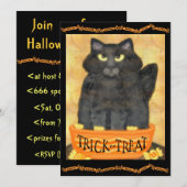 Aanvraag van de standaard Funny Black Cat Hallowee Kaart (Voorkant / Achterkant)