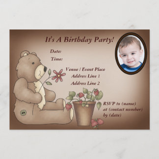 Aanvraag voor Aangepaste teddy Bear Birthday Party Kaart