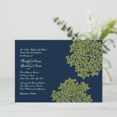Aanvragen voor marineslag en Limoen Floral Wedding Kaart (Staand voorkant)