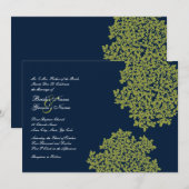 Aanvragen voor marineslag en Limoen Floral Wedding Kaart (Voorkant / Achterkant)