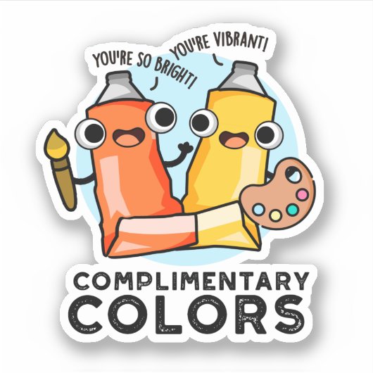 Aanvullende kleuren Funny Paint Pun Sticker (Voorkant)