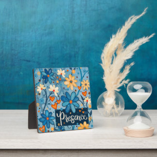 Aanwezigheid Inspirerend Hart Bloem  Blauw Fotoplaat