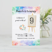 Aanwezigheid schilderen op verjaardag kaart (Staand voorkant)