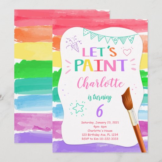 Aanwezigheid schilderen op verjaardag kaart (Voorkant / Achterkant)