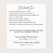 Aanwijzingen voor kaarszorg / Klaarmaken voor uw k Visitekaartjes (Binnenkant ongevouwen)