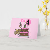 Aap 4e verjaardag Tshirts en geschenken Kaart (Gele Bloem)