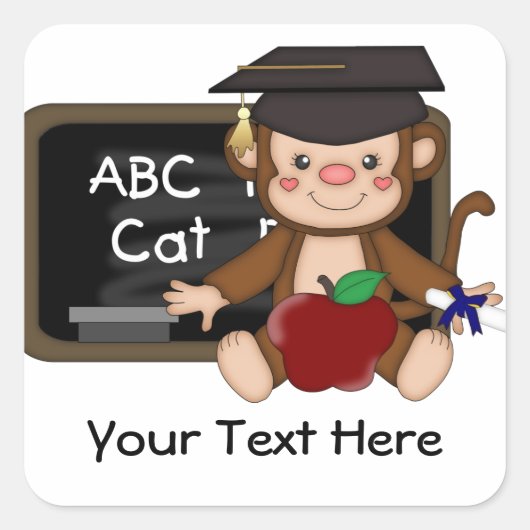 Aap Afstuderen 1 () Vierkante Sticker (Voorkant)