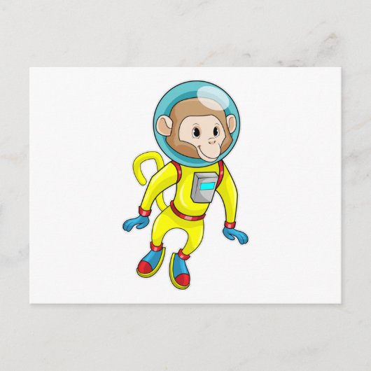 Aap als astronaut briefkaart (Voorkant)