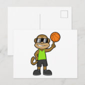 Aap als basketballer met basketbal briefkaart (Voorkant / Achterkant)