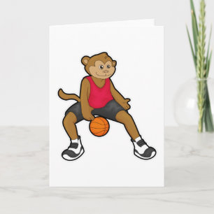 Aap als basketballer met basketbal kaart