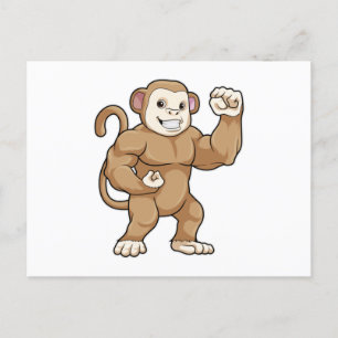 Aap als bodybuilder bij bodybuilding briefkaart