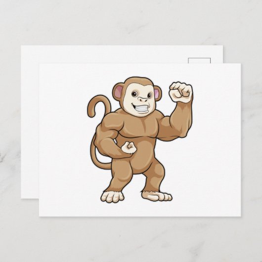 aap als Bodybuilder in Bodybuilding Briefkaart (Voorkant / Achterkant)