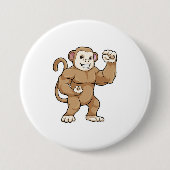 aap als Bodybuilder in Bodybuilding Ronde Button 7,6 Cm (Voorkant)