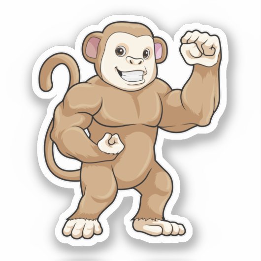 aap als Bodybuilder in Bodybuilding Sticker (Voorkant)