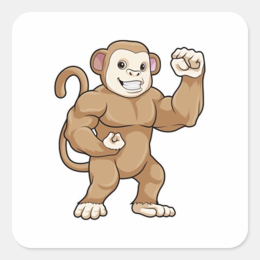 aap als Bodybuilder in Bodybuilding Vierkante Sticker (Voorkant)