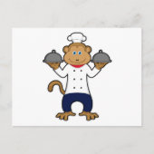 aap als Cook met Servische borden Briefkaart (Voorkant)