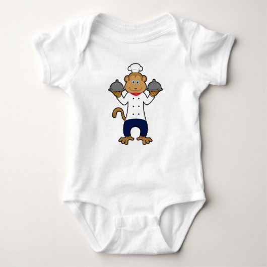 aap als Cook met Servische borden Romper (Voorkant)
