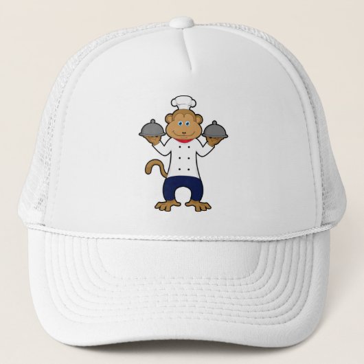 aap als Cook met Servische borden Trucker Pet (Voorkant)