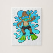 aap als duiker met Snorkel Legpuzzel (Verticaal)