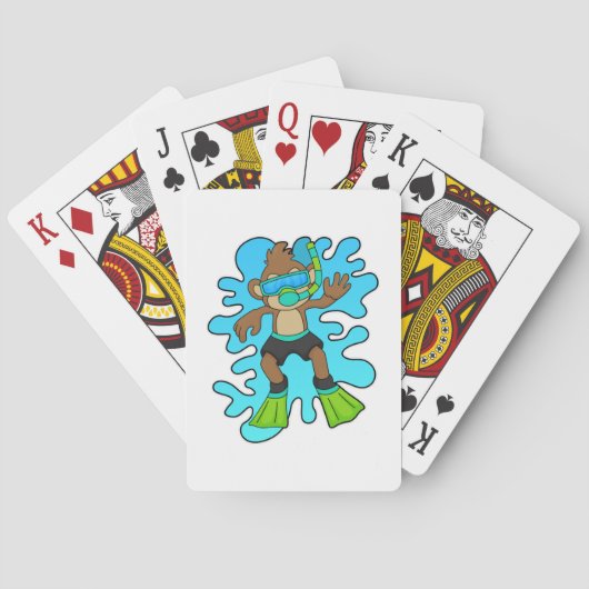 aap als duiker met Snorkel Pokerkaarten (Achterkant)