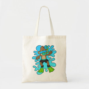 aap als duiker met Snorkel Tote Bag