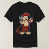 Aap als Kapper met Schaar Scheermes T-shirt (Design voorkant)