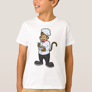 Aap als kok met kom t-shirt