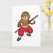 Aap als krijger met staf en hoofdband kaart (Gele Bloem)