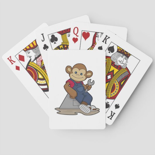 aap als Mechanisch met moersleutel Pokerkaarten (Achterkant)