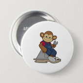 aap als Mechanisch met moersleutel Ronde Button 7,6 Cm (Voorkant /achterkant)