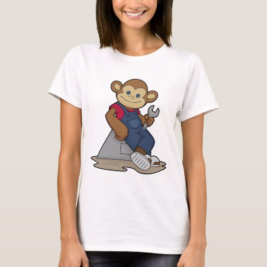 aap als Mechanisch met moersleutel T-shirt (Voorkant)