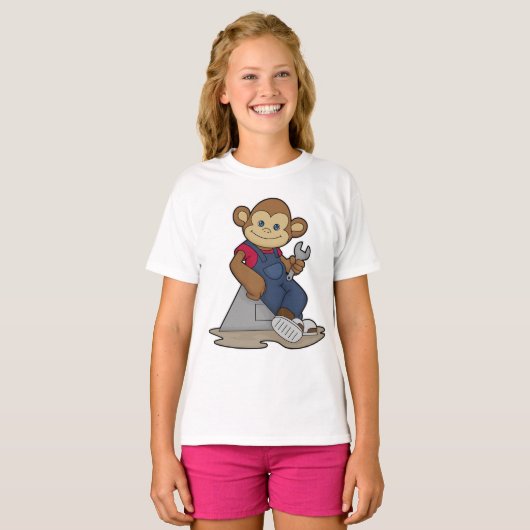 aap als Mechanisch met moersleutel T-shirt (Voorkant volledig)