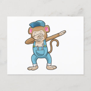 Aap als monteur bij hiphopdans dab briefkaart
